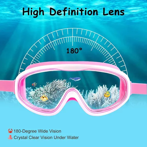 Miniatura 2 de COOLOO Gafas de natación para niños de 3 a 15 años, paquete de 2 gafas para nadar con cubierta para la nariz, sin fugas, antiniebla, impermeables
