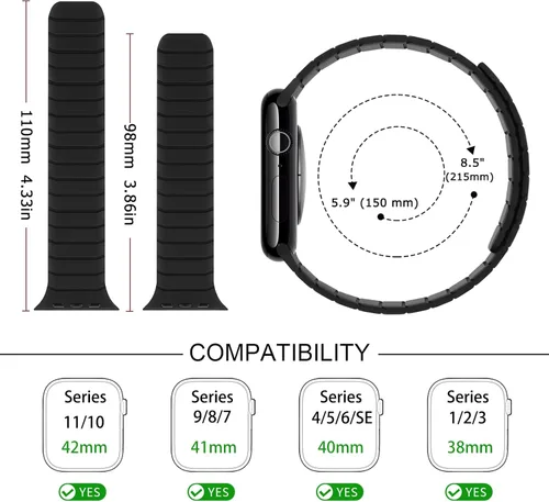 Miniatura 3 de Tasikar Bandas Magnéticas Compatibles con Apple Watch 42mm (Serie 11/Serie 10) 41mm 40mm 38mm, Correa de Reemplazo de Silicona Suave para iWatch SE