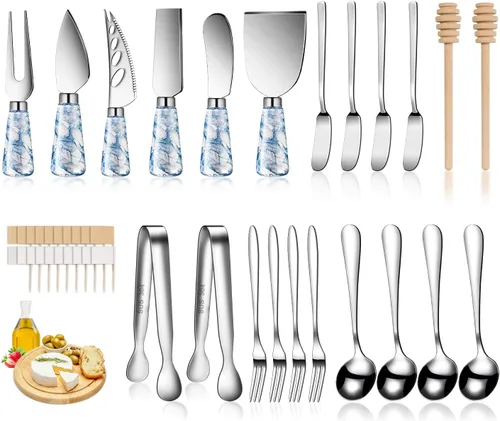 Miniatura 11 de LifeMusican Juego de cuchillos esparcidores de madera para tablero de charcutería, cuchillos de mantequilla con mango de madera para kit de queso
