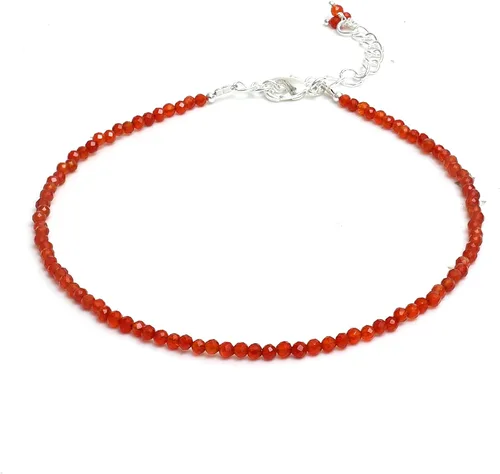 Miniatura 22 de Gempires - Tobillera ligera hecha a mano con cuentas, diseño clásico, hipoalergénica, chapada en plata de 11 pulgadas, regalo único para uso diario