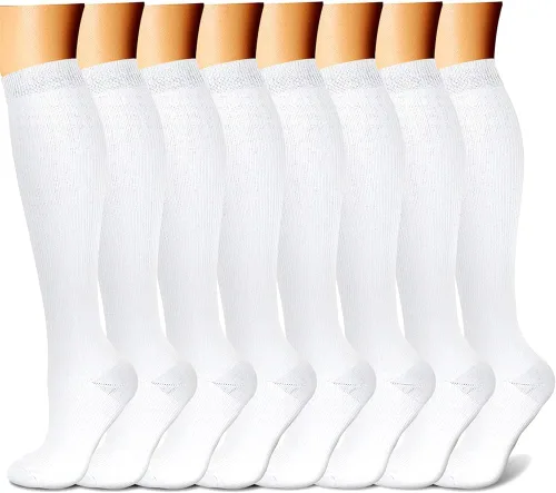 Miniatura 32 de CHARMKING Calcetines de compresión para mujeres y hombres para circulación (8 pares) 15-20 mmHg, mejor soporte para ciclismo atlético