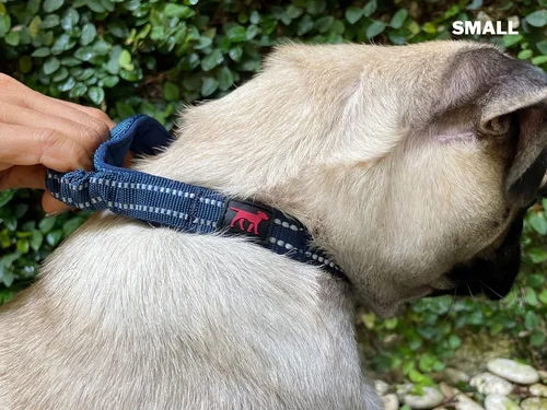 Miniatura 7 de Tuff Pupper Collar de perro resistente con asa Collar de nailon balístico resistente Collar de perro acolchado reflectante con hardware Azul