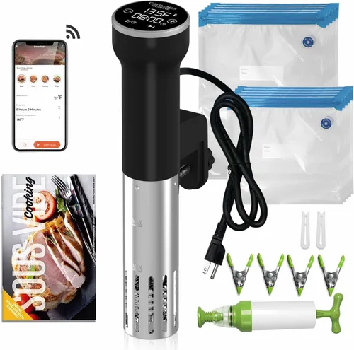 Miniatura 10 de CATTLEMAN Sous Vide Machines Wi-Fi, 1000 W, IPX7 impermeable, circulación de inmersión, cocina precisa, cocina Suvee con control preciso