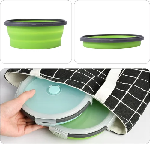 Miniatura 7 de Cuencos plegables para perros con tapas, paquete de 2 cuencos de viaje para perros de tamaño pequeño, cuencos portátiles de silicona para alimentos