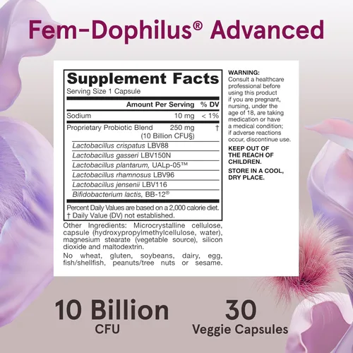 Miniatura 5 de Jarrow Formulas Fem-Dophilus Probióticos avanzados de 10 mil millones de UFC con 6 cepas respaldadas por la ciencia, para apoyo vaginal, urinario