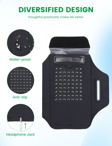 Miniatura 4 de Brazalete para correr con brazalete de teléfono celular para iPhone 17 16 Pro 15 14 13 Plus XR XS, Galaxy S24/S10 resistente al agua Funda