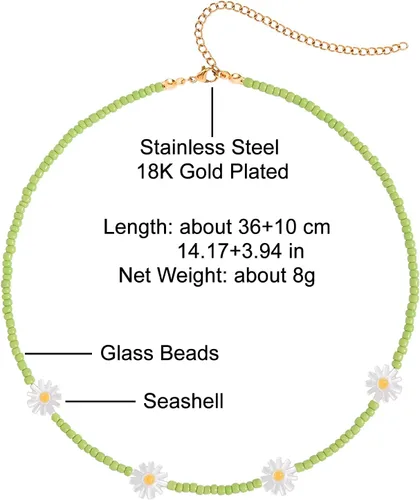 Miniatura 6 de Wellike Freshwater Pearl Beaded Necklace for Women Handmade Boho Colorful Glass Beads Choker Necklace Stainless Steel 18K Gold Plated Bohemian Women