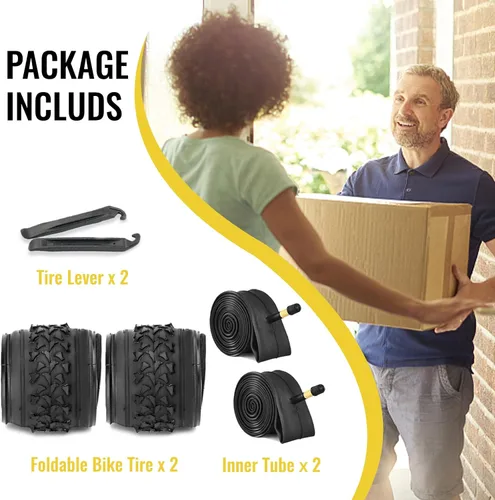 Miniatura 6 de MOHEGIA Neumático de repuesto para bicicleta de montaña: neumático de bicicleta plegable resistente a pinchazos de 26 x 1.95 pulgadas