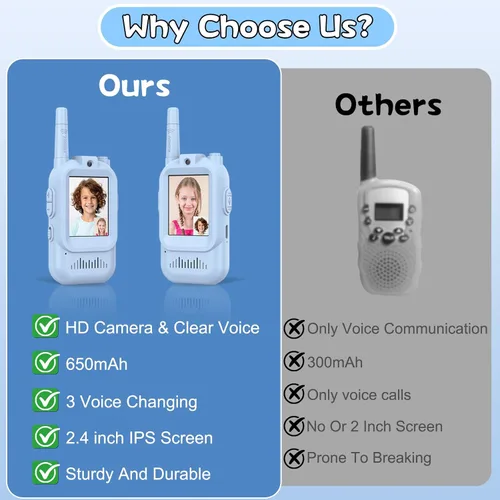 Miniatura 6 de Walkie Talkies para niños, paquete de 2, radios bidireccionales recargables de largo alcance, juguetes para niños y niñas de 3 a 5 años, aventura al