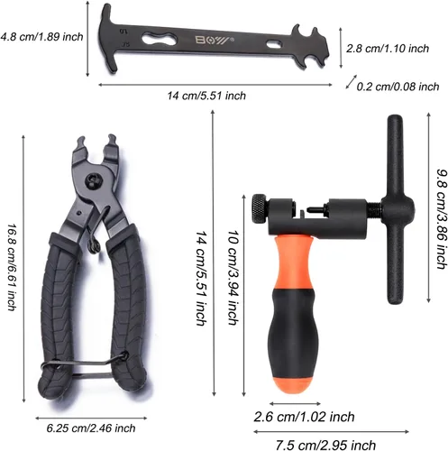 Miniatura 7 de Kit de herramientas universal para cadena de bicicleta con disyuntor de bicicleta, alicates de cadena principal, comprobador de cadena para Kit