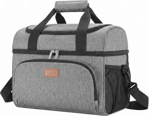 Miniatura 11 de Lifewit - Bolsa térmica aislada, hielera grande impermeable para 32/48 latas, bolsa de hielo portátil ligera de doble capa con lados suaves para Gris