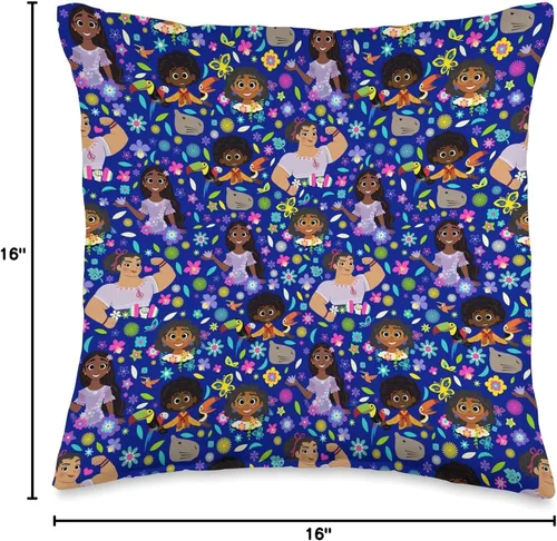 Miniatura 4 de Disney Encanto Mirabel Isabela Luisa Antonio - Almohada estampada, 16 x 16 pulgadas, multicolor