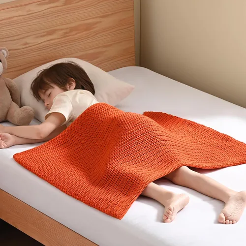 Miniatura 42 de Guohaoi Almohadilla de regazo con peso de punto (beige 20 x 30 pulgadas, 2 libras) sin cuentas, manta con peso refrescante para niños para siesta