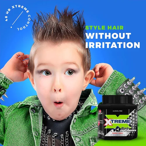 Miniatura 7 de Xtreme Black Performance Styling Gel para el cabello para hombres, sin alcohol, control Xtreme de 48 horas con aloe vera, tarro de 8.82 onzas
