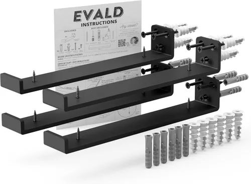 Miniatura 16 de EVALD Soportes flotantes para estantes Soportes ocultos de acero al carbono negro para tablero de 4 pulgadas (tamaño real de 3 1/4 pulgadas)