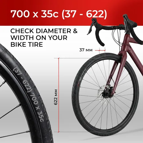 Miniatura 2 de Fincci Par de neumáticos plegables 37-622 de 700x35c con protección antipuntura de 0.039 in para ciclo, carretera, montaña, MTB, híbrida, turismo