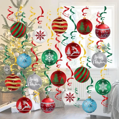 Miniatura 5 de Juego de 48 piezas de decoración de remolinos colgantes de Navidad, adorno colgante de Navidad para el hogar, cumpleaños, suministros de fiesta