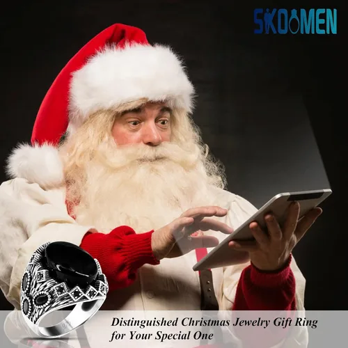 Miniatura 8 de SKOOMEN Anillo para hombre en plata de ley, anillo de ónix para hombre con caja de regalo, anillo Aqeeq para hombre, anillo grande hecho a mano