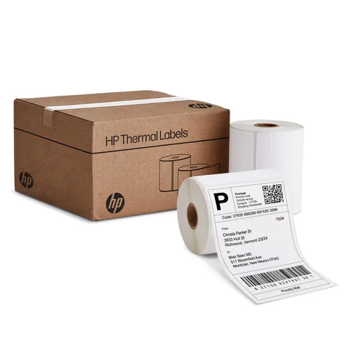 Miniatura 10 de HP Etiquetas de envío térmico directo 2 x 1, 2 rollos, 1375 hojas por rollo, etiquetas blancas multiusos para uso personal o comercial, compatibles