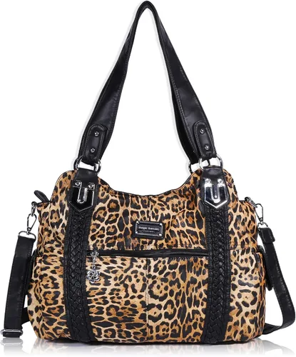 Miniatura 162 de Angel Barcelo - Bolsa de hombro amplia para mujer, diseño Hobo, cuero lavado
