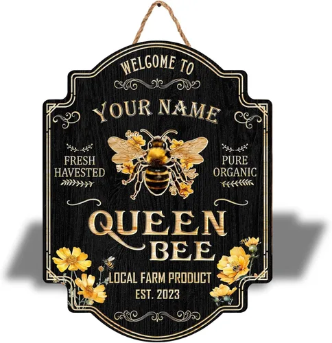 Letrero personalizado de madera de abeja de miel (no tallado real), regalo para apicultores, amantes de la miel, colmena humilde decoración de 10