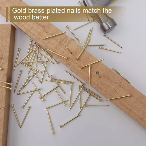 Miniatura 4 de 240 piezas de clavos de ferretería dorados, clavos de madera chapados en latón de 1-1/2" × 14 Ga, clavos para colgar decoración de pared, clavos
