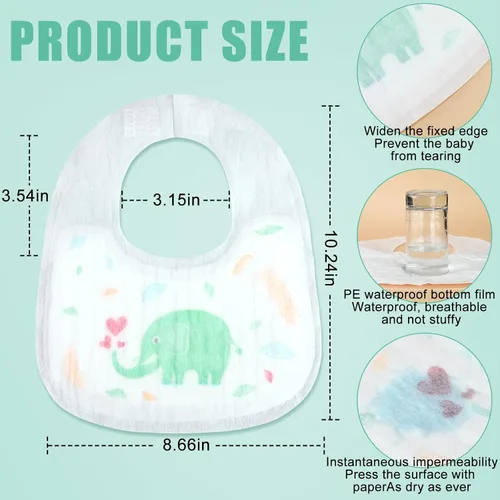 Miniatura 2 de Skicuff 100 baberos desechables a granel para bebés, niños y niñas, empaquetados individualmente, higiénicos para niños pequeños que viajan y uso al