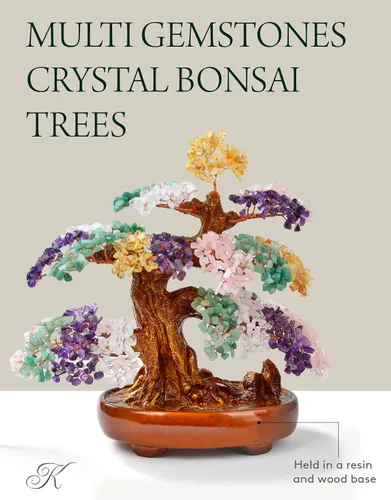 Miniatura 4 de KALIFANO Piedras preciosas naturales del árbol de la vida (1,251 unidades) – Árbol de dinero de cristal de chakra de bonsái Feng Shui para curación