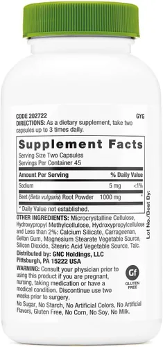Miniatura 2 de GNC SuperFoods raíz de remolacha, proporciona 60 mg de clorofila, 90 cápsulas