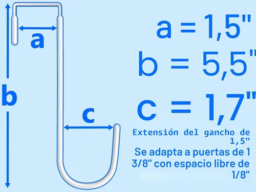 Miniatura 2 de Mars-Rock Ganchos de Metal Sobre la Puerta con Revestimiento de Plástico de 5.5" se Ajustan a Puertas de 0.5" a 1 3/8", 2 Piezas de Servicio Pesado