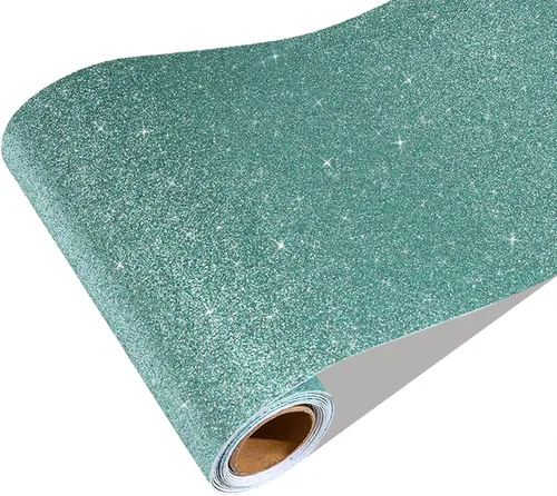 Miniatura 18 de CRE8TIVE Borde de Papel Tapiz Azul con Purpurina de Tela Papel Tapiz con Purpurina Pegar y Despegar Removible Autoadhesivo Borde de Papel Tapiz Azul