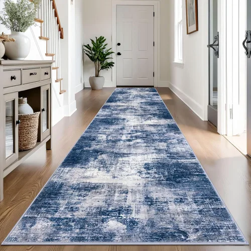 Miniatura 253 de IOHOUZE Alfombra pequeña abstracta de 2 x 3 pies, alfombra de entrada lavable para entrada interior, alfombras con respaldo de goma, alfombra gris