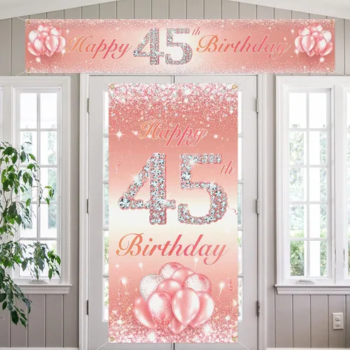 Miniatura 9 de Juego de carteles largos de feliz cumpleaños 10 para puerta, porche, decoración de cumpleaños de 10 años para niñas, suministros de fiesta