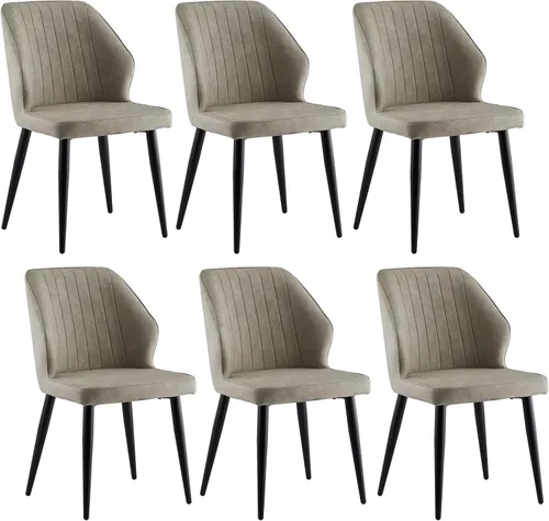 Miniatura 14 de CLIPOP Juego de 2 sillas de comedor, sillas de comedor de piel sintética, sillas de comedor modernas de mediados de siglo, sillas de cocina Gris