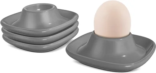 Miniatura 10 de Flexzion Taza de cerámica para huevos – 6 piezas de soporte duro para huevos duros y soporte para huevos hervidos suaves, taza de huevo blanco