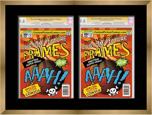 Miniatura 80 de Marco negro para cómics graduados Marco completo de cómics con paspartú de conservación negro y acrílico de grado UV Hecho para exhibir (6)