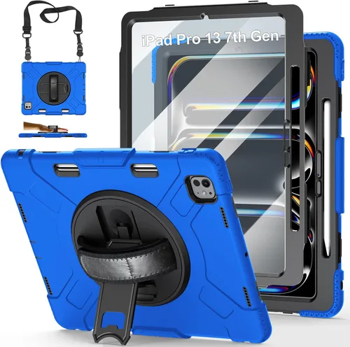 Miniatura 14 de Funda para iPad Pro 11 M5 2025/M4 2024: Funda protectora para iPad Pro de 11 pulgadas 5ª generación con protector de pantalla, soporte, asa y correa