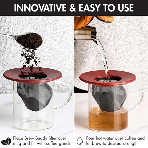 Miniatura 3 de Primula - Filtro de café para taza individual, calce casi universal, ideal para viaje, ecológico, reutilizable, filtro de malla fina, apto