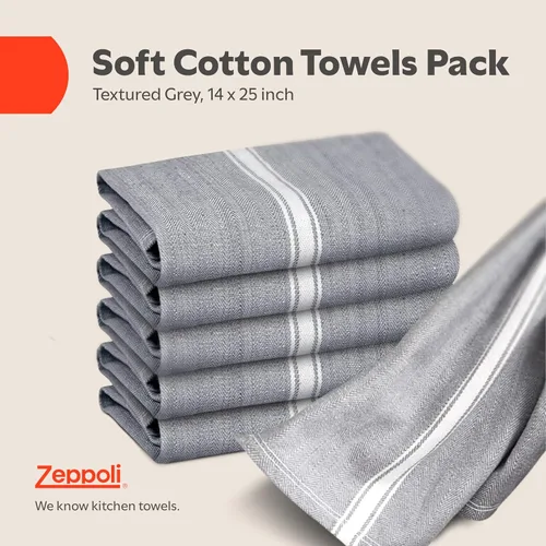 Miniatura 2 de Zeppoli - Trapos de cocina, de algodón, para cocina o limpieza, reusables, súper absorbentes, lavables a máquina, para chefs, paquete de 15 gris