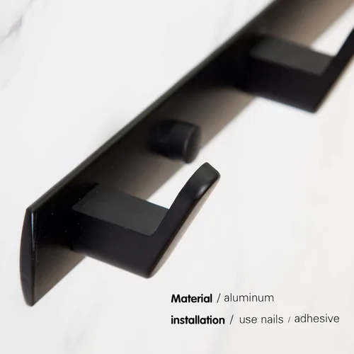 Miniatura 4 de 4 ganchos de pared negro mate para toallas de baño, de acero inoxidable, resistente, para colgar abrigos, percheros decorativos para colgar
