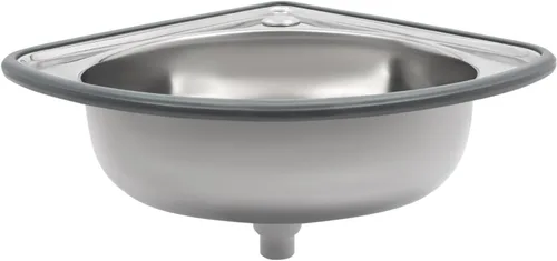 Miniatura 5 de Fregadero de acero inoxidable montado en la pared de un solo cuenco, lavabo triangular grueso para fregadero pequeño para cocina, baño, lavabo