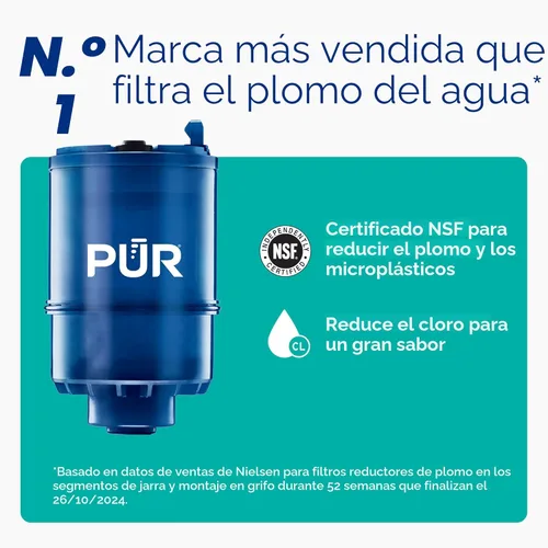 Miniatura 4 de PUR Plus - Sistema de filtración de agua para montaje en grifo vertical, filtro de agua reductor de plomo para grifo de fregadero, fácil
