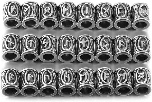 Miniatura 5 de 5 cuentas vikingas de acero inoxidable, cuentas espaciadoras de metal, cuentas espaciadoras de agujero grande, cuentas de tubo de plata antigua