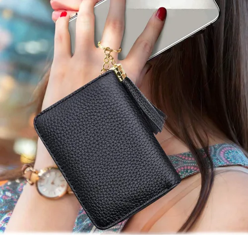 Miniatura 3 de Billetera pequeña para tarjetas de crédito para mujeres RFID con purpurina linda portadora de tarjetas de crédito carteras para mujeres