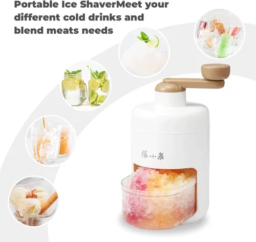 Miniatura 6 de Máquina manual de hielo con manivela, máquina de cono de nieve con bandejas de hielo, sin BPA, ideal para uso doméstico y de campamento Blanco