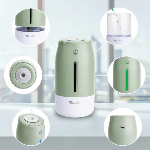 Miniatura 6 de LivePure Humidificadores de niebla fría para dormitorio. Humidificador pequeño para bebés, guardería, plantas, oficina. Humidificador ultrasónico