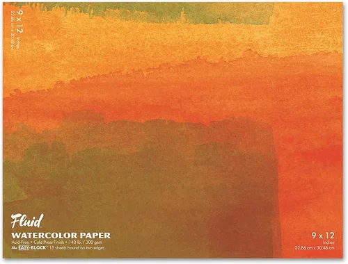 Miniatura 19 de Bloque de papel de acuarela fluida, 6 x 8 pulgadas, 15 hojas, 140 libras (300 g/m²), bloque prensado en frío para pintura artística y medios húmedos
