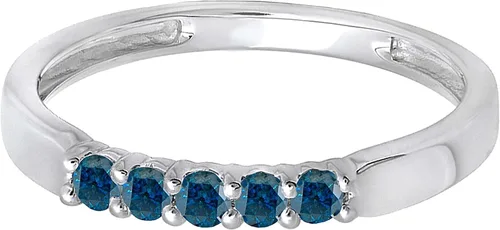 Miniatura 146 de Dazzlingrock Collection Anillo de boda redondo de 5 piedras preciosas o diamantes para mujer en oro macizo de 10 K/14 K/18 K