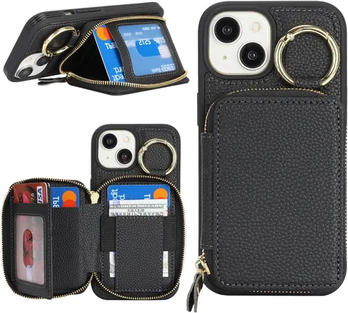Miniatura 24 de Funda compatible con iPhone Air Wallet con tarjetero para iPhone Air, funda con cremallera y ranura para mujer, 5G de 6.5 pulgadas, color oro rosa