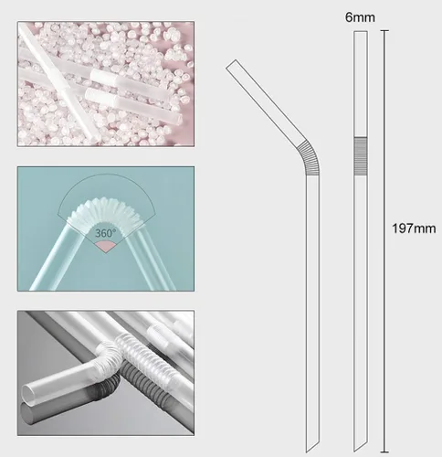 Miniatura 2 de ALINK Paquete de 100 pajitas flexibles transparentes para beber, pajitas flexibles de plástico desechables, 7.75 x 0.23 pulgadas